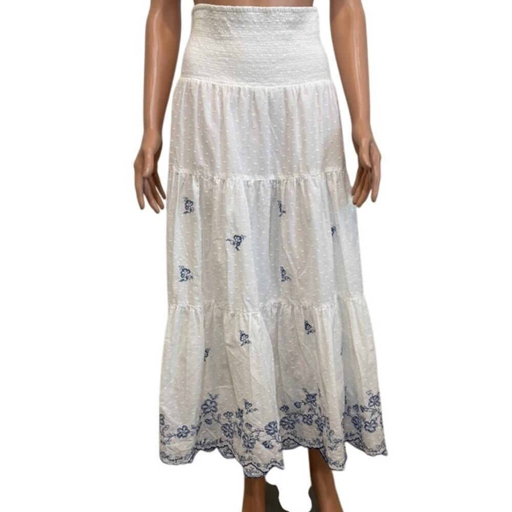 Ralph Lauren 12 swiss dot embroidered smock waist skirt SK2 3656
